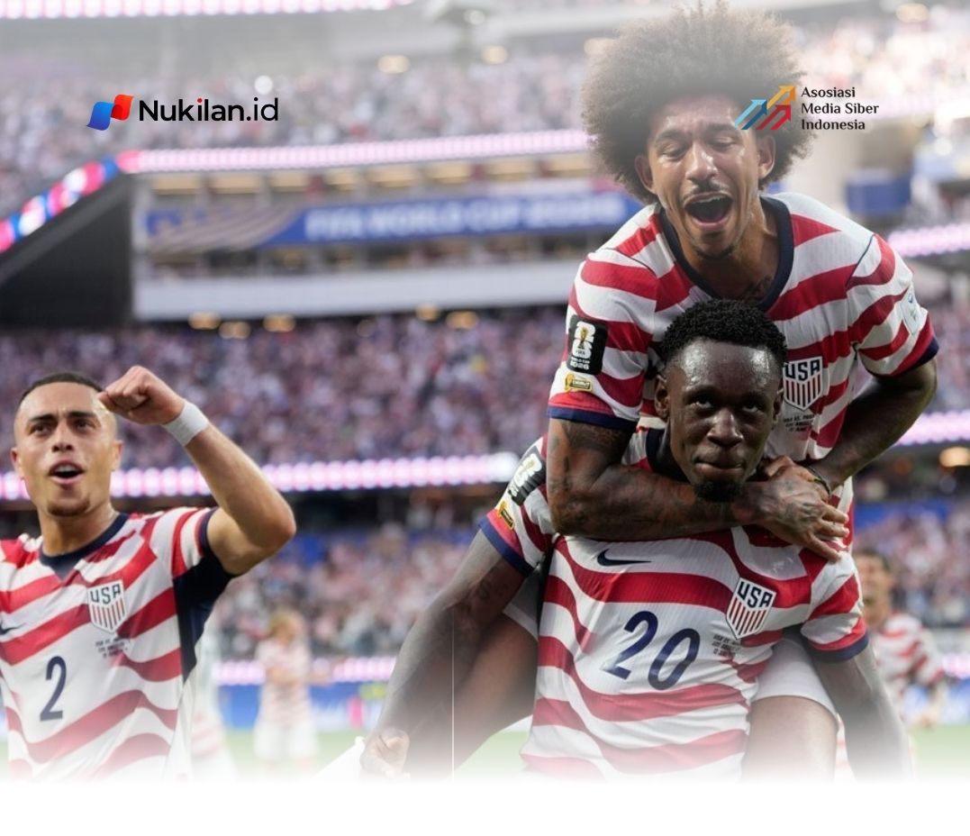 Skuad Timnas Amerika Serikat merayakan gol Folarin Balogun ke gawang Paraguay, Sabtu (13/6/2026) (c) AP Photo/Mark J Terill