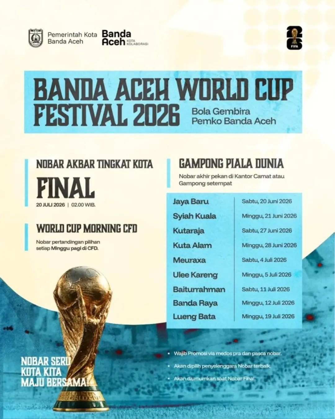 Poster Banda Aceh World Cup Festival 2026. (Foto: Tangkapan layar)