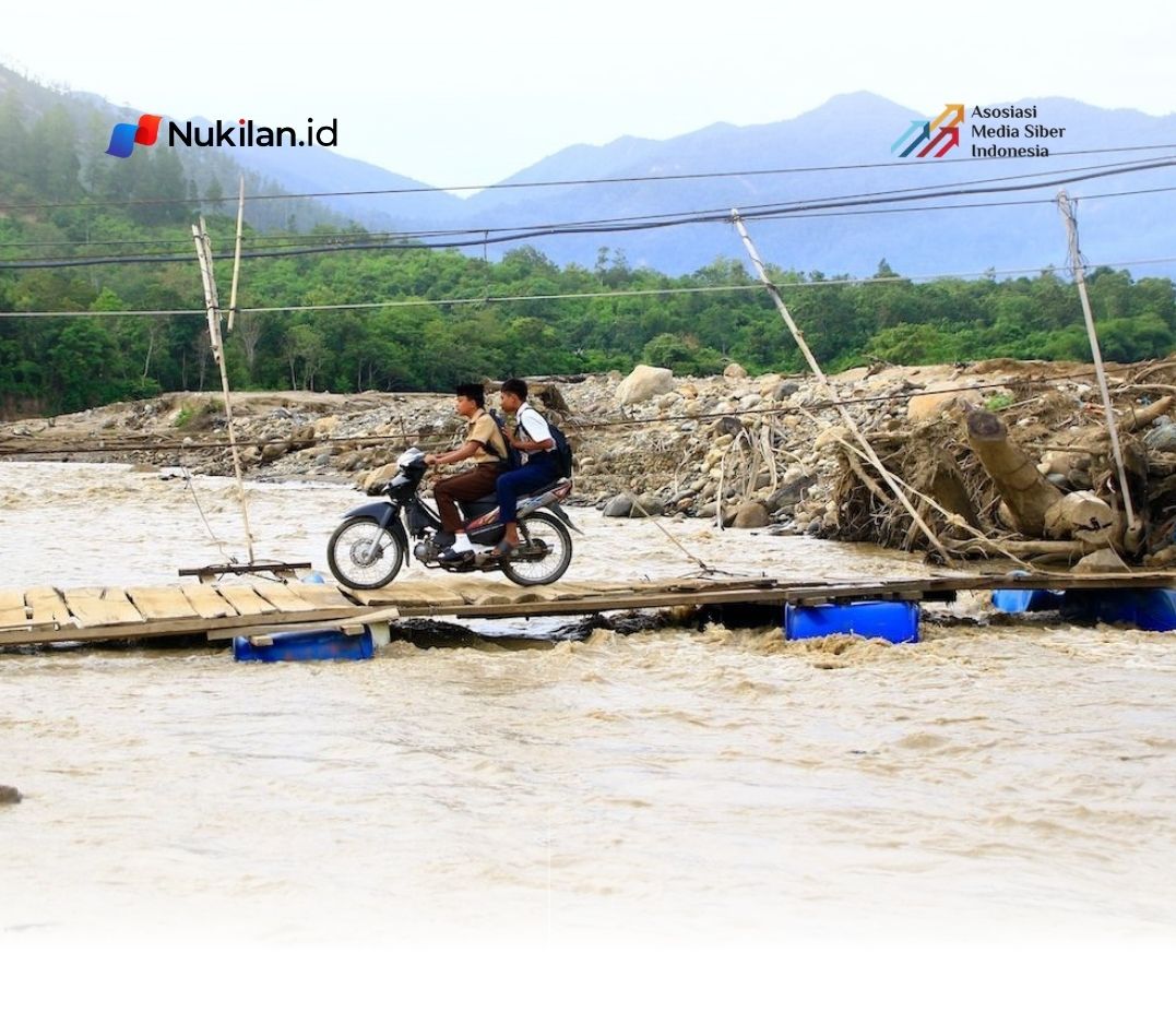 Jembatan darurat yang menghubungkan Desa Reje Payung dan Desa Jamat, Kecamatan Linge, Aceh Tengah. (FOTO: DOK. Humas Kemendagri)