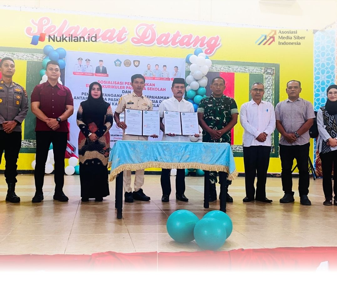 Pengurus Kabupaten Purna Paskibraka Indonesia (PPI) Aceh Selatan bersama Pemerintah Kabupaten Aceh Selatan resmi menandatangani Nota Kesepahaman (MoU) yang berlangsung di Gedung Pertemuan Rumoh Agam, Tapaktuan, Sabtu (25/7/2026). (Foto: For Nukilan)