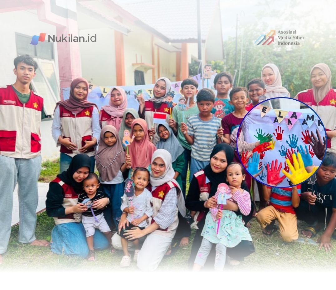 Mahasiswa Kuliah Kerja Nyata (KKN) Tematik Literasi Kelompok LT-42 menggelar kegiatan membaca nyaring dan cap tangan bersama anak-anak Gampong Pante Lhok Kaju, Kecamatan Indrajaya, Kabupaten Pidie, Kamis (23/7/2026). (Foto: For Nukilan)