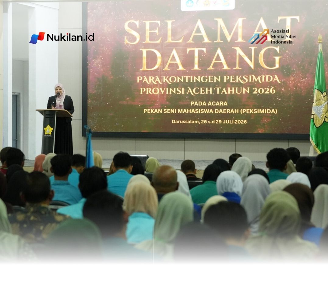 Universitas Syiah Kuala (USK) resmi membuka Pekan Seni Mahasiswa Daerah (PEKSIMIDA) Aceh 2026 di Auditorium Fakultas Keguruan dan Ilmu Pendidikan (FKIP) USK, Banda Aceh, Minggu (26/7/2026). (Foto: For Nukilan)