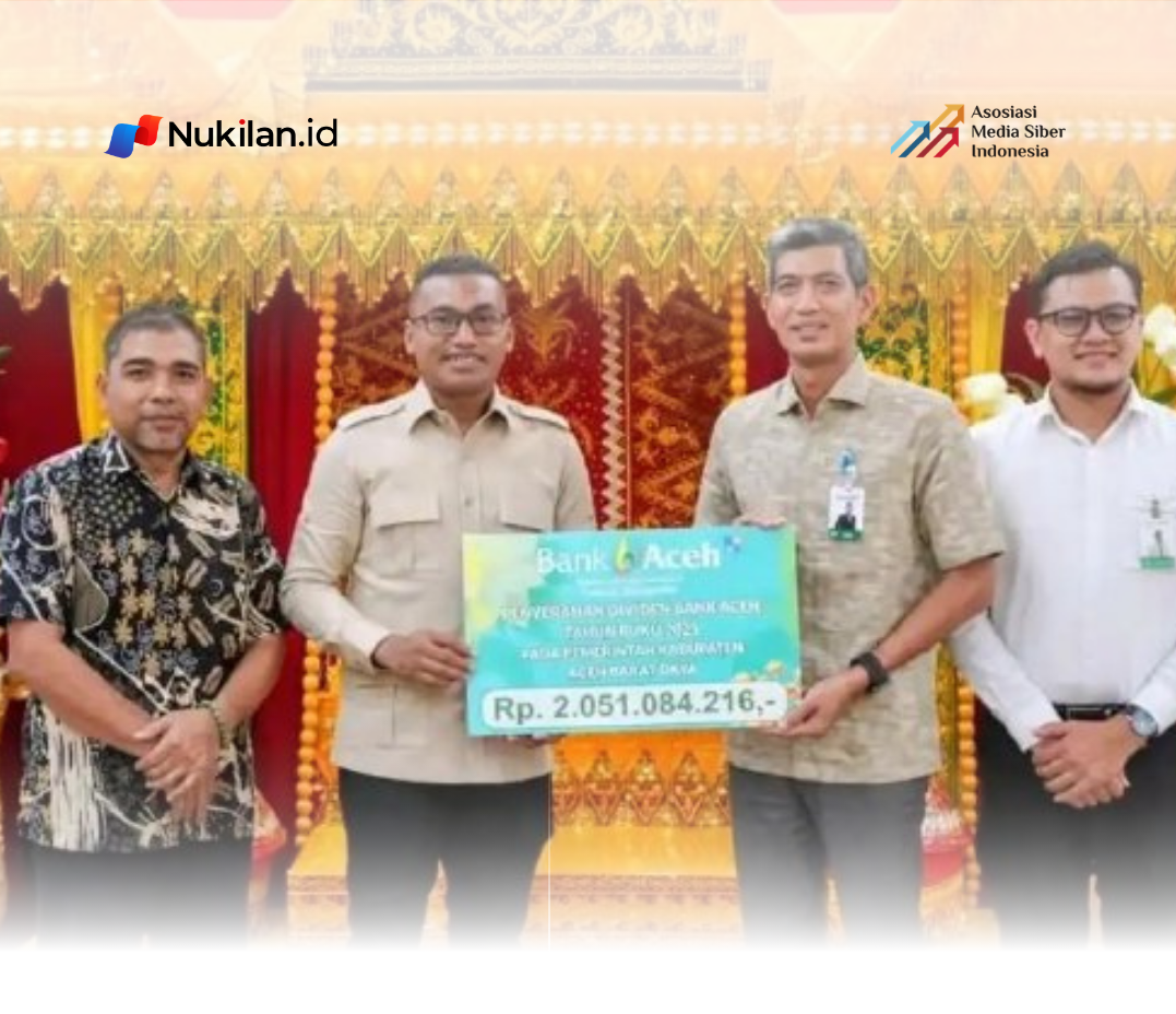 Bank Aceh Syariah Cabang Blangpidie menyerahkan dividen tahun buku 2025 kepada Pemerintah Kabupaten Aceh Barat Daya (Abdya) sebesar Rp2.051.084.216. (FOTO: BAS)