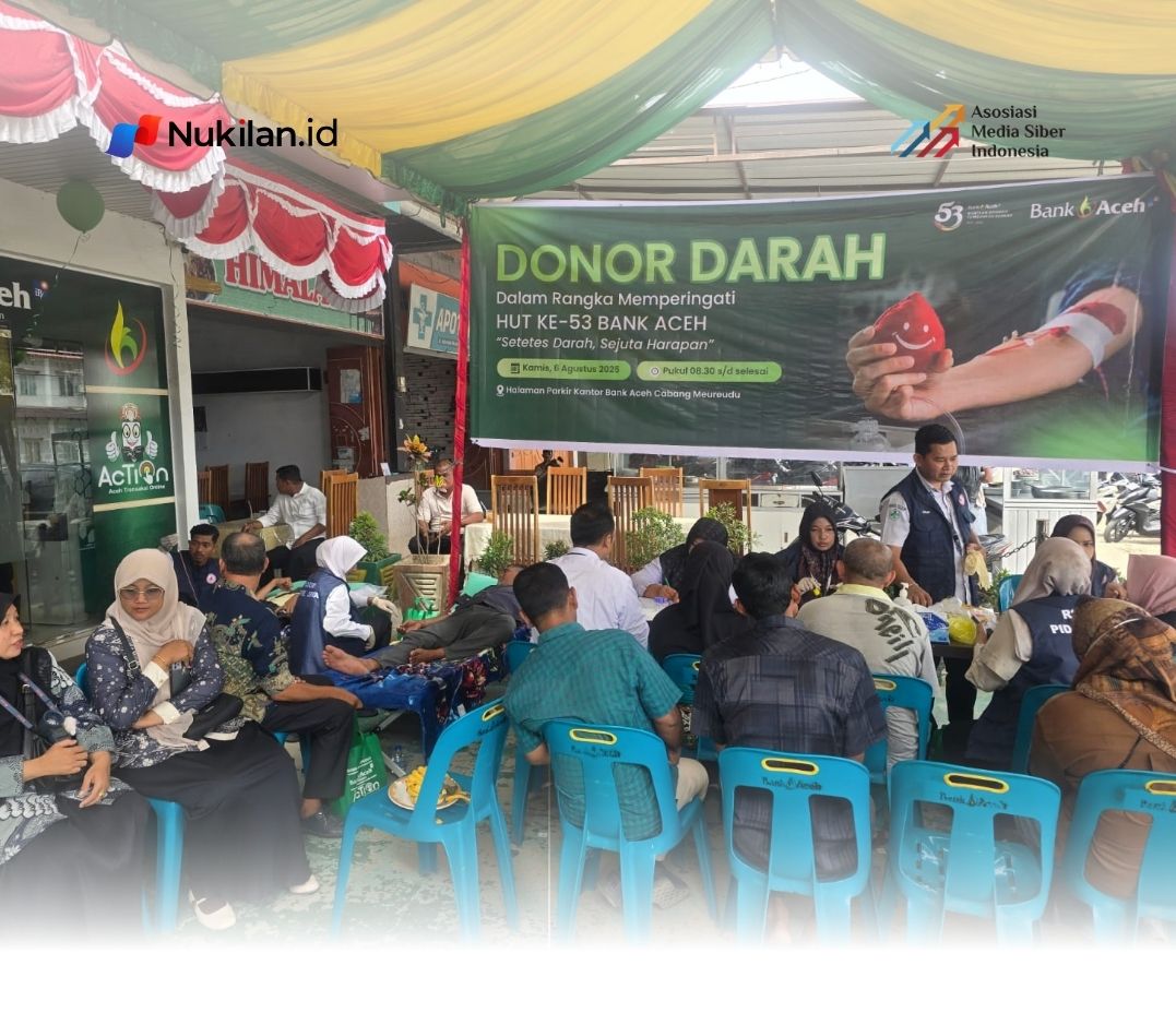 - Memperingati Hari Ulang Tahun (HUT) ke-53, Bank Aceh kembali menunjukkan komitmennya dalam memberikan manfaat bagi masyarakat melalui kegiatan donor darah yang dilaksanakan secara serentak di seluruh jaringan kantor Bank Aceh di Aceh dan Sumatera Utara. (Foto: For Nukilan)
