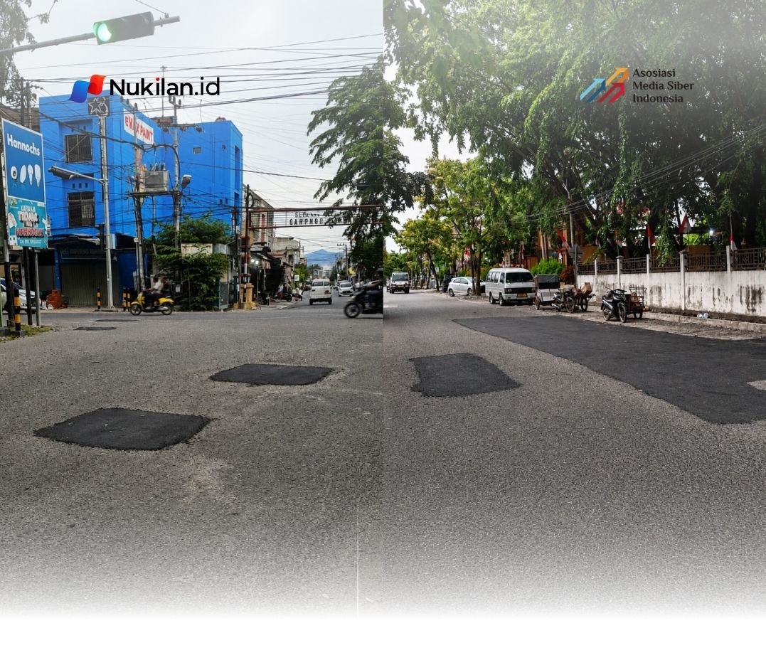 Lubang-lubang di badan jalan depan Gudang Dinas Lingkungan Hidup, Kebersihan dan Keindahan (DLHK3) Kota Banda Aceh, Gampong Mulia, Kecamatan Kuta Alam, kini telah ditutup. (Foto: For Nukilan)