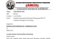 AM2S Adukan PT Semadam ke Mualem, Tolak Perpanjangan HGU Sebelum Persoalan Diselesaikan