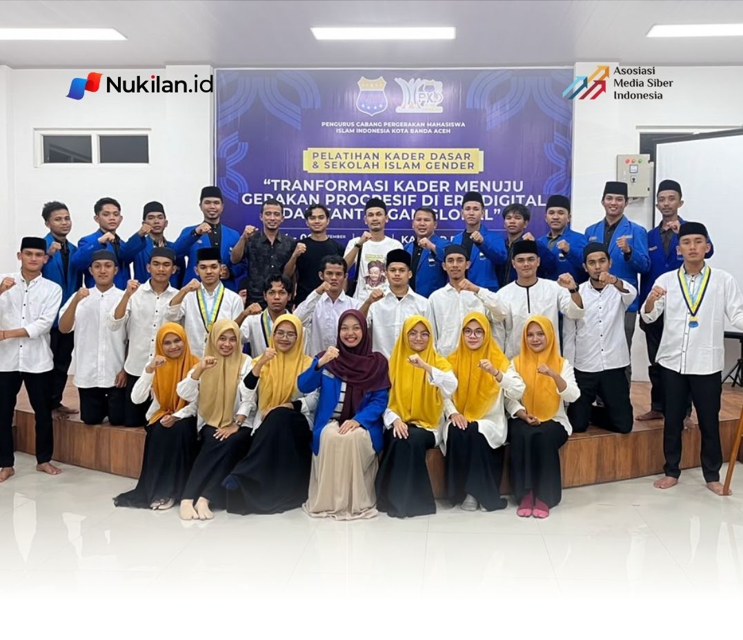 Sebanyak 23 kader Mujahid Pengurus Cabang Pergerakan Mahasiswa Islam Indonesia (PC PMII) Kota Banda Aceh resmi menjalani bai’at setelah menyelesaikan rangkaian Pelatihan Kader Dasar (PKD) dan Sekolah Islam Gender (SIG) 2026. (Foto: For Nukilan)