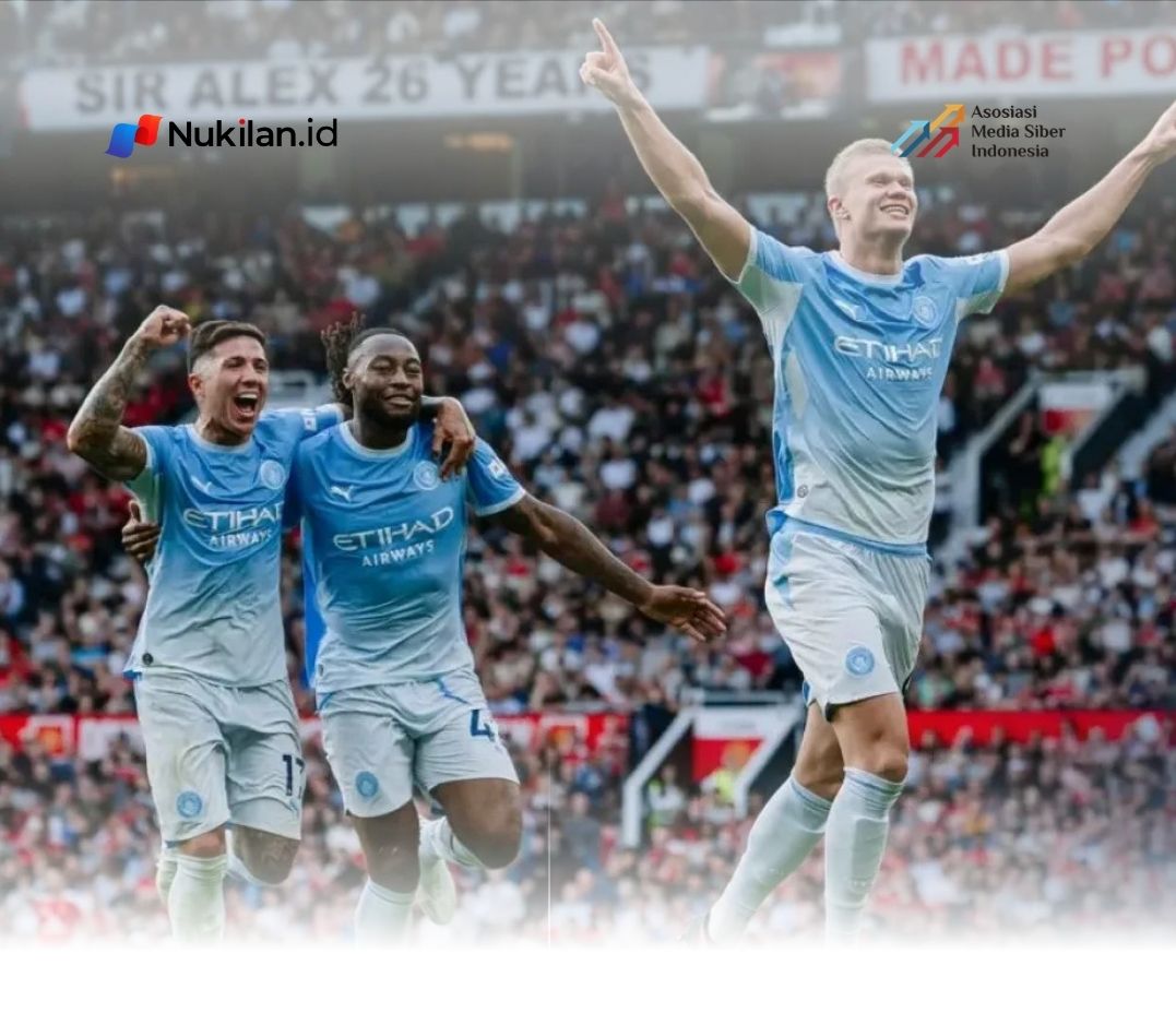 Erling Haaland melakukan selebrasi usai membobol gawang MU. (Foto: ManCity.com)