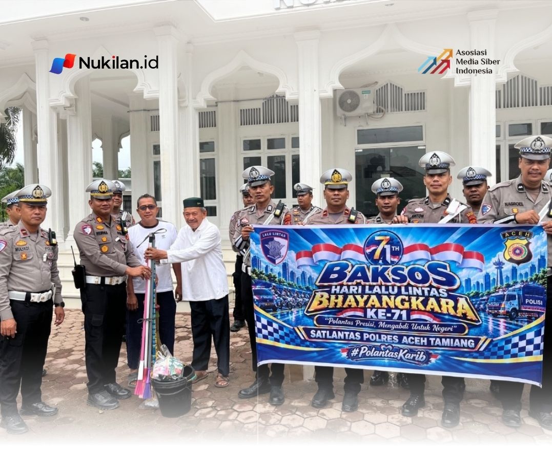 Satuan Lalu Lintas (Satlantas) Polres Aceh Tamiang melaksanakan kegiatan bakti sosial di Masjid Nurul Yakin, BTN Satelit Graha, Kecamatan Karang Baru, Jumat (18/9/2026). (Foto: For Nukilan)