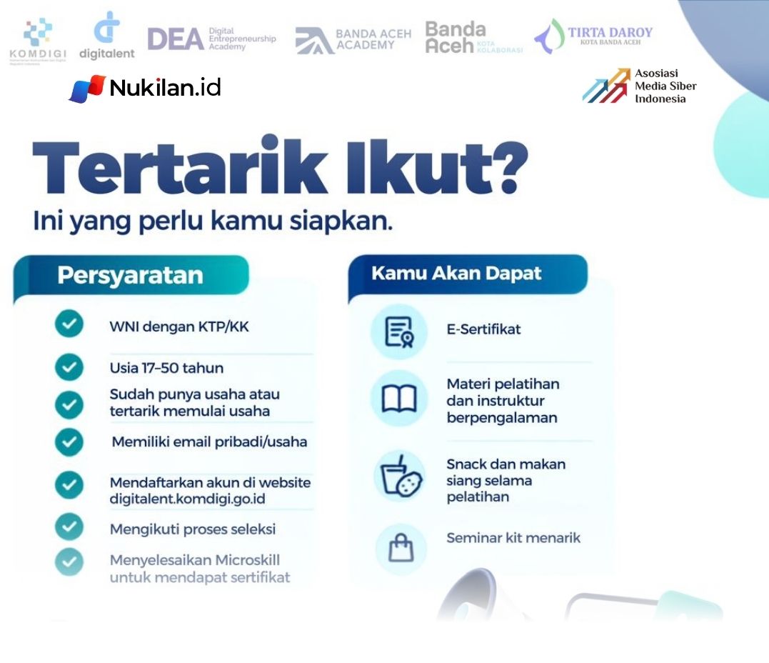 Masyarakat Kota Banda Aceh berkesempatan mengikuti pelatihan pemasaran digital dengan memanfaatkan kecerdasan artifisial (AI) yang digelar pada Rabu, 23 September 2026. (Foto: For Nukilan)