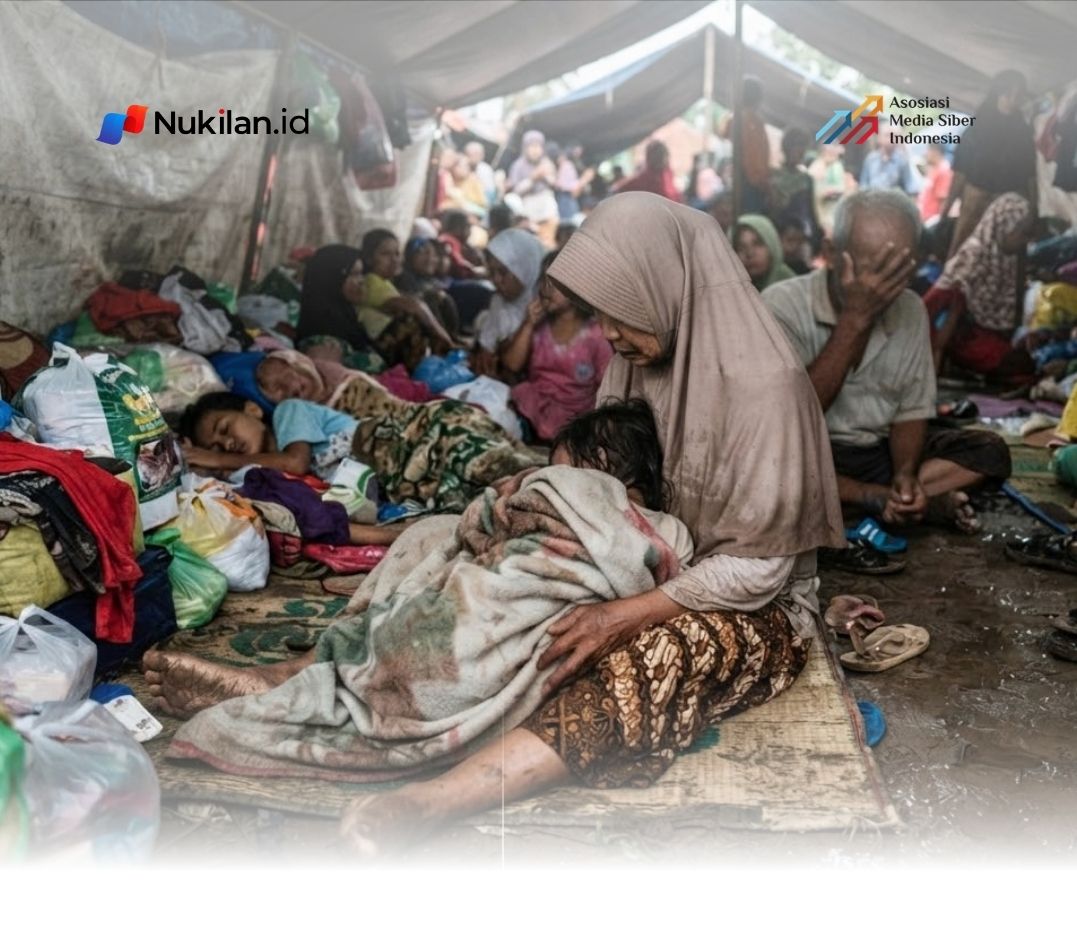 Ilustrasi warga di tempat pengungsian. (Foto: Gemini AI)