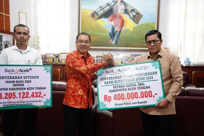 Bank Aceh Syariah Salurkan Zakat Perusahaan Rp400 Juta untuk Masyarakat Aceh Tengah. (Foto: For Nukilan)