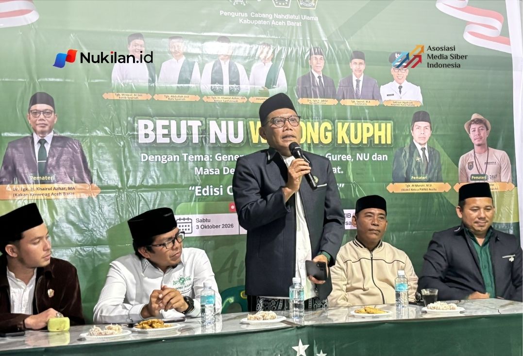 Beut NU Warong Kupi Edisi Oktober yang berlangsung di Warong Kupi Gampong Pancasila, Kuta Padang, Meulaboh, Sabtu, 3 Oktober 2026. (Foto: For Nukilan)