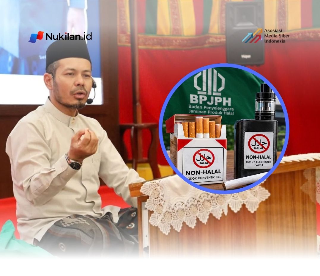 Ulama muda asal Aceh, Ustaz Masrul Aidi, mendukung wacana pemberian label non-halal pada produk rokok dan vape yang diajukan oleh Muhammadiyah kepada Badan Penyelenggara Jaminan Produk Halal (BPJPH). (Foto: Kolase Nukilan)