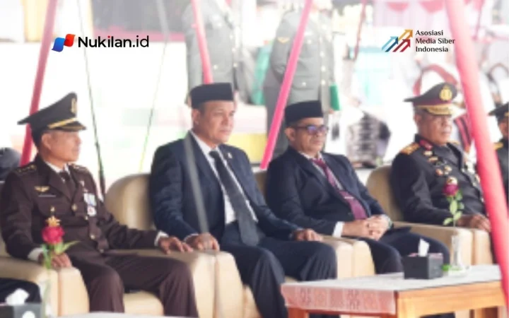 Ketua Komisi VII Dewan Perwakilan Rakyat Aceh (DPRA), Ilmiza Sa'aduddin Jamal, menghadiri Upacara Peringatan Hari Ulang Tahun (HUT) ke-81 Tentara Nasional Indonesia (TNI) di Lapangan Blang Padang, Kota Banda Aceh, Senin, 5 Oktober 2026. (FOTO: HUMAS DPRA)
