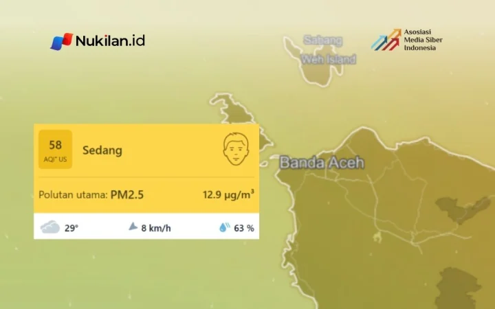 Tangkapan layar kualitas udara di Kota Banda Aceh pada situs iqair.com. (Foto: Tangkapan layar/Nukilan)