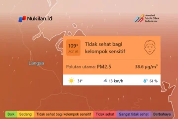Tangkapan layar kualitas udara di Kota Langsa, Aceh pada situs iqair.com. (Foto: Tangkapan layar/Nukilan)