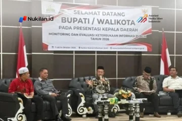 Bupati Aceh Jaya Safwandi S.Sos M.AP dalam Presentasi Pimpinan Badan Publik pada tahapan Monitoring dan Evaluasi (Monev) Keterbukaan Informasi Badan Publik Tahun 2026 di Kantor Komisi Informasi Aceh, Banda Aceh, Selasa, 13 Oktober 2026. (Foto: Porkopim)