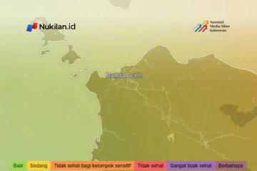 Kualitas udara di Kota Banda Aceh masih berada pada kategori sedang pada Jumat (16/10/2026). Berdasarkan data IQAir pukul 10.00 WIB, indeks kualitas udara atau Air Quality Index (AQI) tercatat sebesar 56. (FOTO: TANGKAPAN LAYAR/NUKILAN)