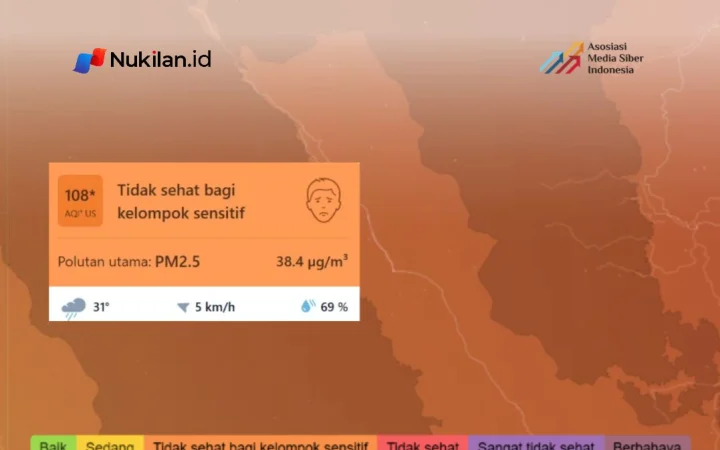 Kualitas udara di Kutacane, Kabupaten Aceh Tenggara, berada pada kategori tidak sehat bagi kelompok sensitif berdasarkan data IQAir yang diperbarui pada Jumat (16/10/2026) pukul 10.00 WIB. (FOTO: Tangkapan Layar/Nukilan)