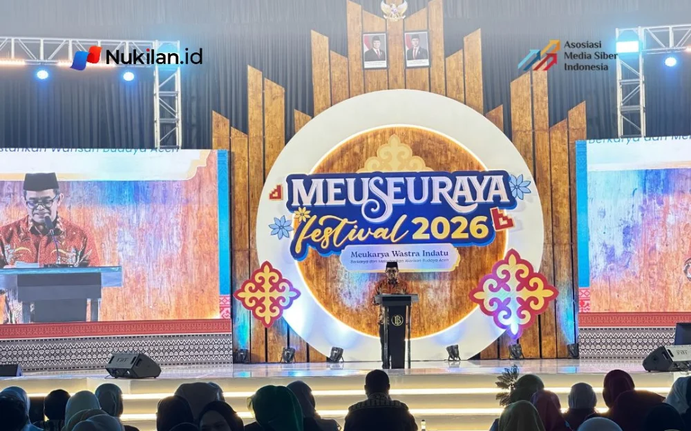 Pj Sekda Aceh, Taufik dalam pembukaan Meuseuraya Festival 2026 di Balai Meuseuraya Aceh, Banda Aceh, Jumat 23 Oktober 2026. (Foto: Nukilan/Rezi)