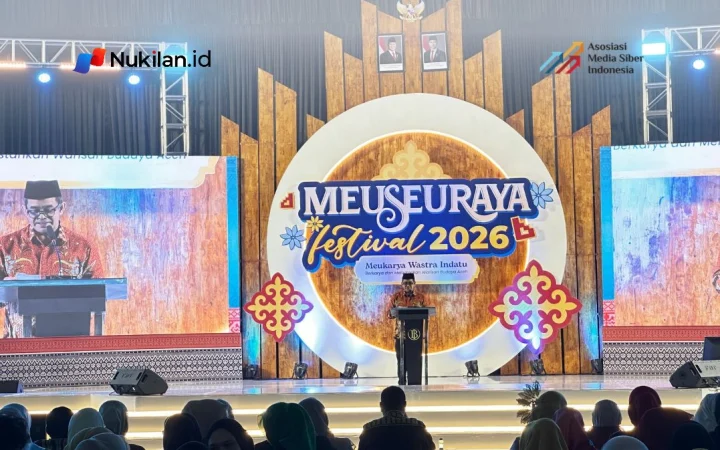 Pj Sekda Aceh, Taufik dalam pembukaan Meuseuraya Festival 2026 di Balai Meuseuraya Aceh, Banda Aceh, Jumat 23 Oktober 2026. (Foto: Nukilan/Rezi)