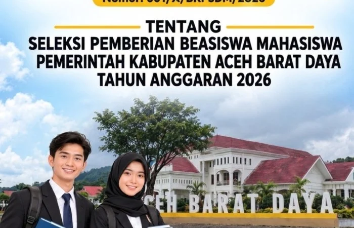 Pengumuman beasiswa bagi mahasiswa Abdya berprestasi dan kurang mampu untuk jenjang pendidikan sarjana (S1), magister (S2), dan doktor (S3). (Foto: Dok BKPSDM Abdya)