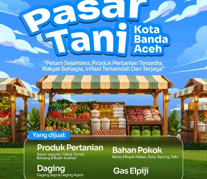 Pemko Banda Aceh akan mengadakan Pasar Tani pada 27–28 Oktober 2026 di Taman Bustanul Salatin, kawasan Taman Sari, Kota Banda Aceh. (Foto: Dok Pemko Banda Aceh)